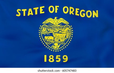 Oregon waving flag. Oregon state flag background texture.Vector illustration.