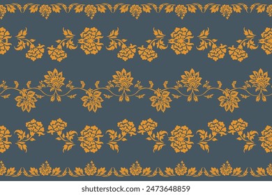 Oreintal Flora Damask Seamless pattern  embroidery, Indian style.  art ornament print.Design for carpet, cover.wallpaper, wrapping, fabric, clothing	