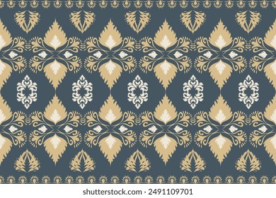 Oreintal Flora Damask Seamless pattern  embroidery, Indian style.  art ornament print.Design for carpet, cover.wallpaper, wrapping, fabric, clothing	