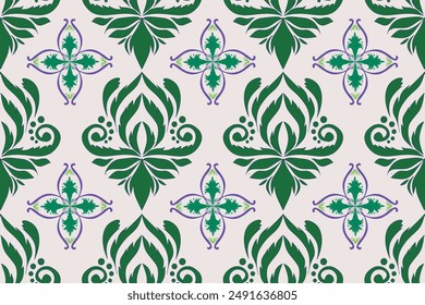 Oreintal Flora Damask Seamless pattern  embroidery, Indian style.  art ornament print.Design for carpet, cover.wallpaper, wrapping, fabric, clothing
