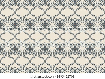 Oreintal Flora Damask Seamless pattern  embroidery, Indian style.  art ornament print.Design for carpet, cover.wallpaper, wrapping, fabric, clothing	