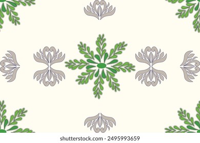 Oreintal Flora Damask Seamless pattern  embroidery, Indian style.  art ornament print.Design for carpet, cover.wallpaper, wrapping, fabric, clothing