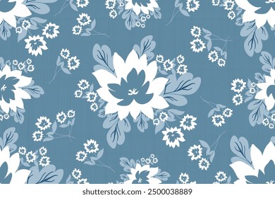 Oreintal Flora Damask Seamless pattern  embroidery, Indian style.  art ornament print.Design for carpet, cover.wallpaper, wrapping, fabric, clothing, Blue color Pattern 