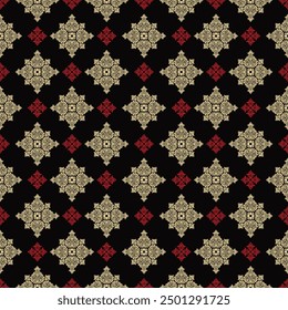Oreintal Flora Damask Seamless pattern  embroidery, Indian style.  art ornament print.Design for carpet, cover.wallpaper, wrapping, fabric, clothing