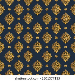 Oreintal Flora Damask Seamless pattern  embroidery, Indian style.  art ornament print.Design for carpet, cover.wallpaper, wrapping, fabric, clothing