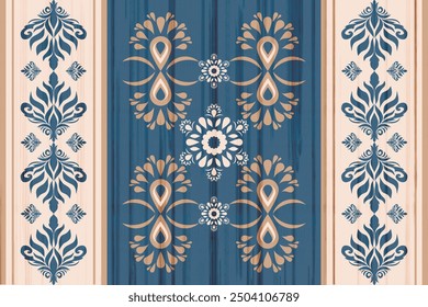 Oreintal Flora Damask Seamless pattern  embroidery, Indian style.  art ornament print.Design for carpet, cover.wallpaper, wrapping, fabric, clothing