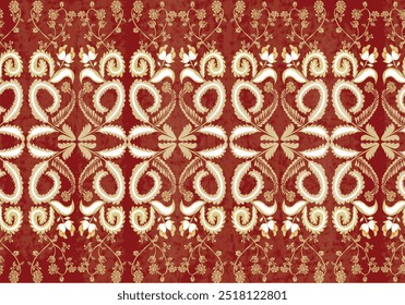 Oreintal Flora Damask Seamless pattern  embroidery, Indian style.  art ornament print.Design for carpet, cover.wallpaper, wrapping, fabric, clothing	