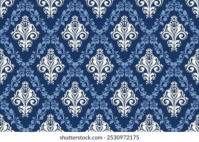 Oreintal Flora Damask Bordado padrão sem costura, delicado e lindamente organizado Design para tapete, cover.wallpaper, envoltório, tecido, roupas