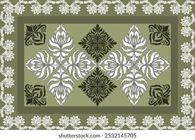 Oreintal Flora Damask Seamless pattern embroidery, Indian style. art ornament print.Design for carpet, cover.wallpaper, wrapping, fabric, clothing