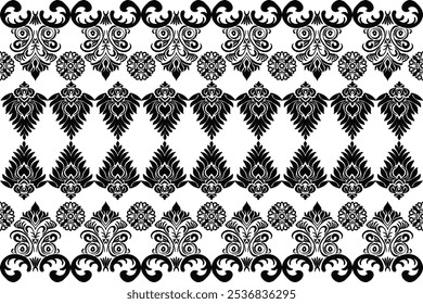Oreintal Flora Damask Seamless pattern embroidery, Indian style. art ornament print.Design for carpet, cover.wallpaper, wrapping, fabric, clothing