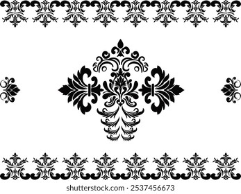 Oreintal Flora Damask Seamless pattern embroidery, Indian style. art ornament print.Design for carpet, cover.wallpaper, wrapping, fabric, clothing