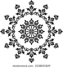 Oreintal Flora Damask Seamless pattern embroidery, Indian style. art ornament print.Design for carpet, cover.wallpaper, wrapping, fabric, clothing