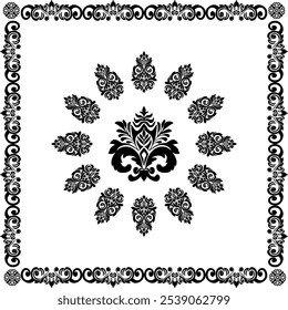Oreintal Flora Damask Sem costura bordado padrão, estilo indiano. arte ornamento print.Design para tapete, cover.wallpaper, envoltório, tecido, roupas