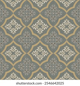 Oreintal Flora Damask Seamless pattern embroidery, Indian style. art ornament print.Design for carpet, cover.wallpaper, wrapping, fabric, clothing
