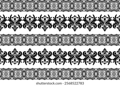 Oreintal Flora Damask Seamless pattern embroidery, Indian style. art ornament print.Design for carpet, cover.wallpaper, wrapping, fabric, clothing