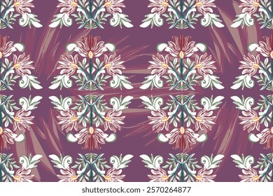 Oreintal flora Damask Seamless pattern embroidery, Indian Style. art ornament print. Design for Capet, Cover, fabric, drapery, table linens, and for clothing