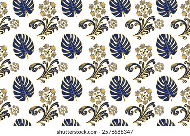 Oreintal flora Damask Seamless pattern embroidery, Indian Style. art ornament print. Design for Capet, Cover, fabric, drapery, table linens, and for clothing