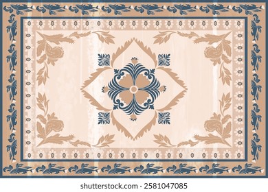 Oreintal Flora Damask Seamless pattern  embroidery, Indian style.  art ornament print.Design for carpet, cover.wallpaper, wrapping,