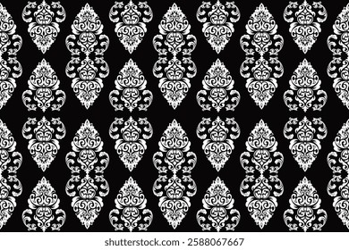 Oreintal Flora Damask Seamless pattern  embroidery, Indian style.  art ornament print.Design for carpet, cover.wallpaper, wrapping, fabric, clothing