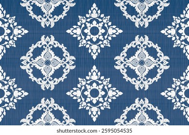 Oreintal Flora Damask Seamless pattern  embroidery, Indian style.  art ornament print.Design for carpet, cover.wallpaper, wrapping, fabric, clothing
