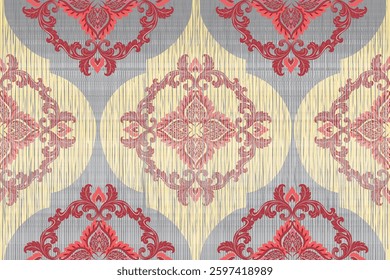 Oreintal Flora Damask Seamless pattern  embroidery, Indian style.  art ornament print.Design for carpet, cover.wallpaper, wrapping, fabric, clothing
