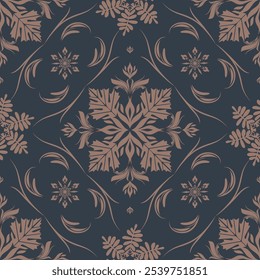 Oreintal Flora Damask, copo de nieve, bordado de patrón sin fisuras, . impresión de ornamento de arte. Diseño para alfombra, cover.Fondo de pantalla, envoltura, tela, ropa