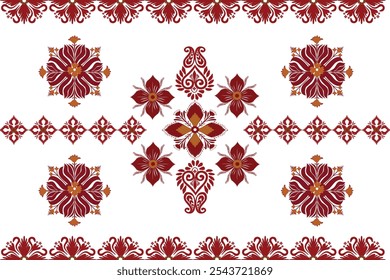 Oreintal Flora Damasks paisley Seamless pattern embroidery, Indian style. art ornament print.Design for carpet, cover.wallpaper, wrapping, fabric, clothing