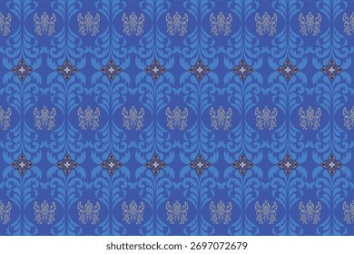 Oreintal Floral Damask Seamless pattern  embroidery, Indian style.  art ornament print.Design for carpet, cover.wallpaper, wrapping, fabric, clothing.