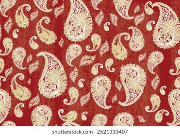 Oreintal paisley Vermelho Sem costura bordado padrão, estilo indiano. arte ornamento print.Design para tapete, cover.wallpaper, envoltório, tecido, roupas	