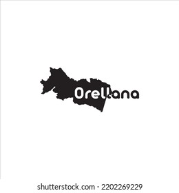 Orellana map and black lettering design on white background