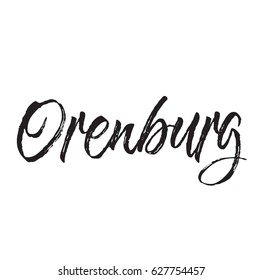 orenburg, text design. Vector calligraphy. Typography poster. Usable as background.