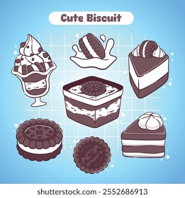 Oreo Cookies and cream dessert cute kawaii food sticker