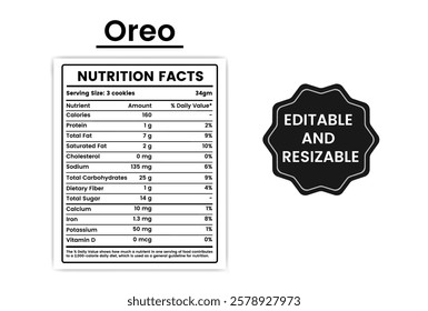 oreo nutrition facts,nutritional information for oreos,nutrition information oreos,oreo nutrition label