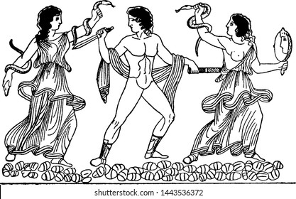Orestes vintage engraved illustration drawing
