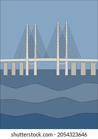 Oresundsbron Bridge In Sweden Vector