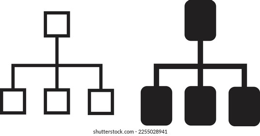 Org Hierarchy, organization chart icon simple trendy flat style line and solid Isolated vector illustration on white background. For apps, logo, websites, symbol , UI, UX, graphic and web design. EPS.