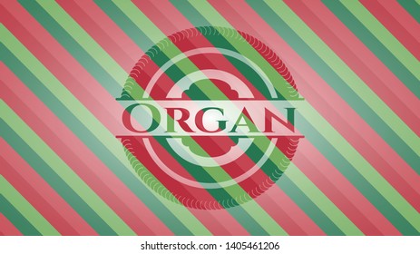 Organ christmas style emblem. Vector Illustration. Detailed.