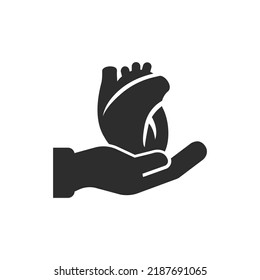 Organ Donation, Donor Giving Icon. Monochrome Black And White Symbol. Vector Illustration