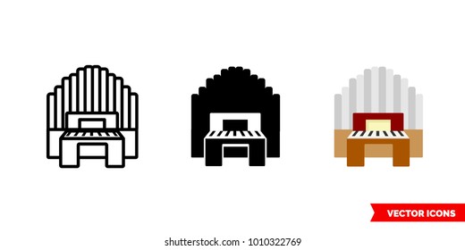 Organ icon of 3 types: color, black and white, outline. Isolated vector sign symbol.