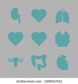 organ icon set. vector set about lungs, heart, kidney and uterus icons set.