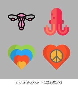 organ icon set. vector set about heart, octopus and uterus icons set.