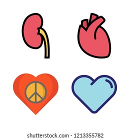 organ icon set. vector set about kidney and heart icons set.