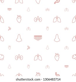 organ icons pattern seamless white background. Included editable line kidney, harmonica, stomach, heart organ, nose, lungs, brain icons. organ icons for web and mobile.