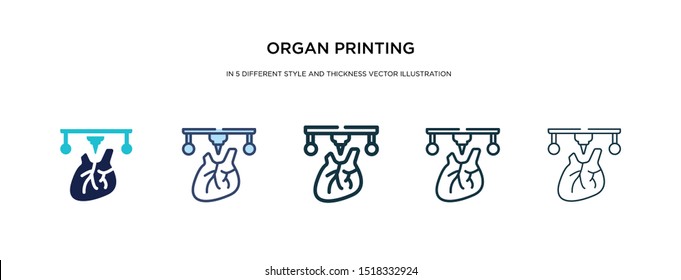 organ printing icon in different style and thickness vector illustration. Two colored and black organ printing vector icons in filled, outline, line, stroke style can be used for web, mobile, UI