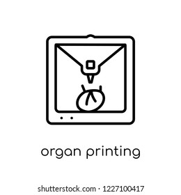 organ printing icon. Trendy modern flat linear vector organ printing icon on white background from thin line Artificial Intelligence, Future Technology collection, outline vector illustration