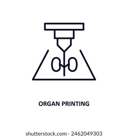 organ printing outline icon.  Thin line icon from artificial intellegence and future technology collection. Editable vector isolated on white background