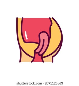 Organ prolapse color line icon. Isolated vector element. Outline pictogram for web page, mobile app, promo
