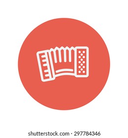 Organ thin line icon for web and mobile minimalistic flat design. Vector white icon inside the red circle
