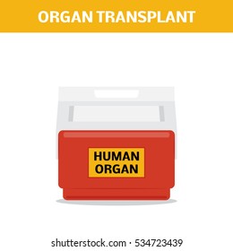 Organ Transplantation Concept - Vector Cooler Box For Human Organs Transportation