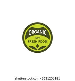Organic 100 Percent Fresh Food Label Logo Template